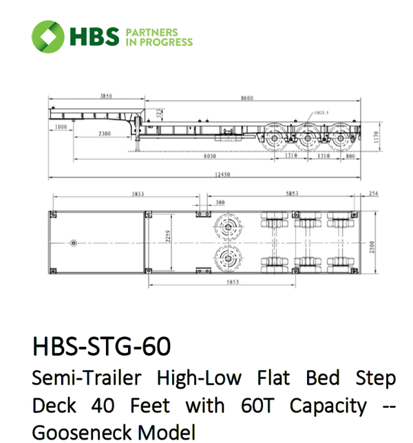 ToughLine HBS Semi-Trailer Tri-Axle Step Deck Flat Bed c/w Twist Lock