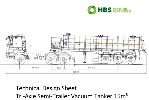 HBS Semi-Trailer Tri-Axle Vacuum Tanker, 15,000 Ltr Mark II, Oil & Gas Trim