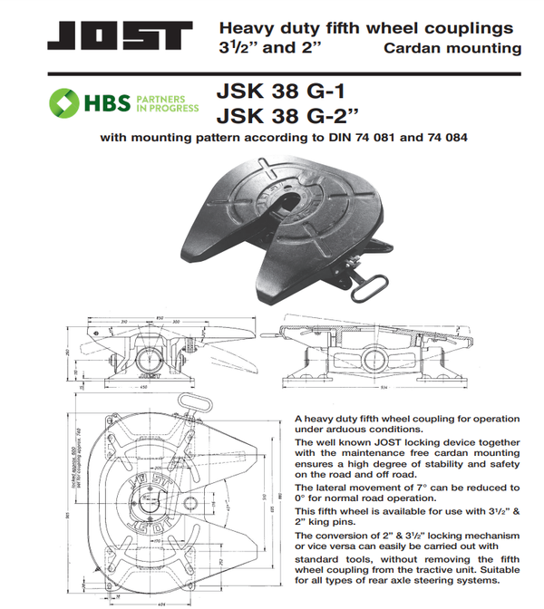 JOST JSK 38 G1 / G2 Fifth Wheel - Spare Parts