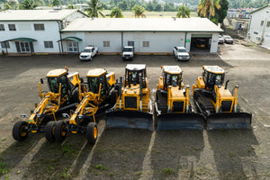 Line up of diggers